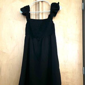 Black Ruffle Strap Smocked Mini Dress